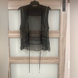 Black Sheer Embellished Vest